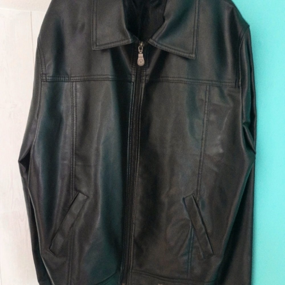Brunello Pradesi Black Faux Leather Jacket Men's XXL